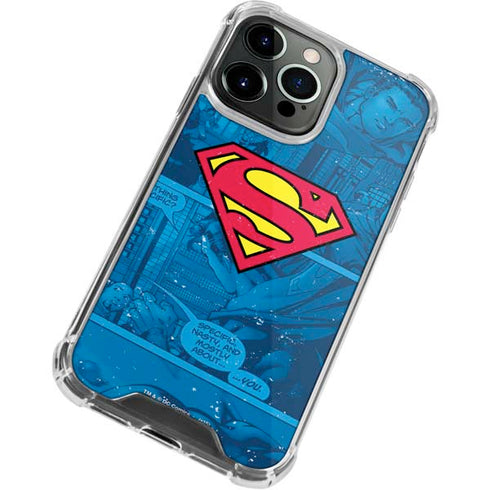 DC Comics Superman Logo Background Pattern iPhone 15 Pro Max Clear Case